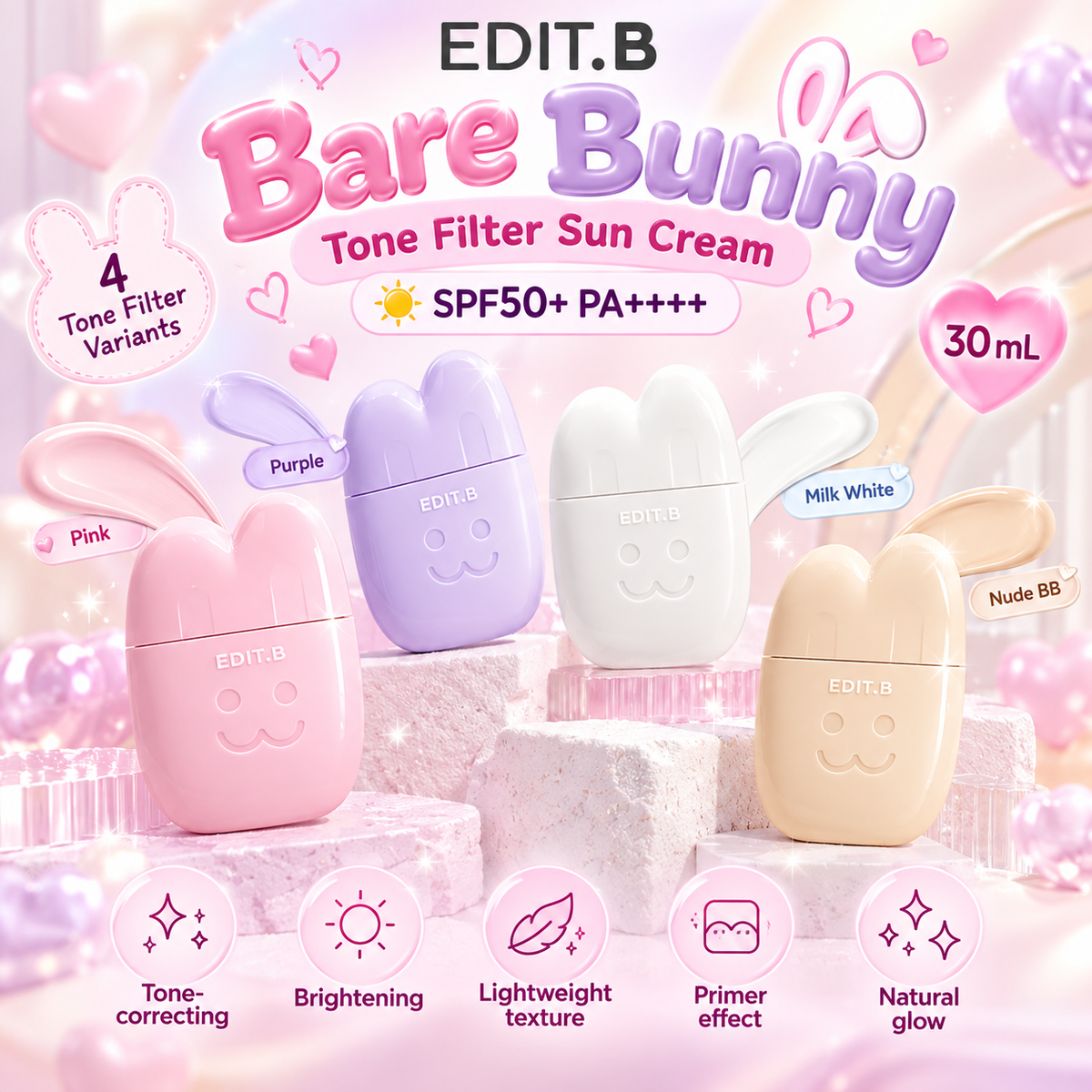 EDIT.B Bare Bunny Tone Filter Sun Cream SPF 50+ PA++++