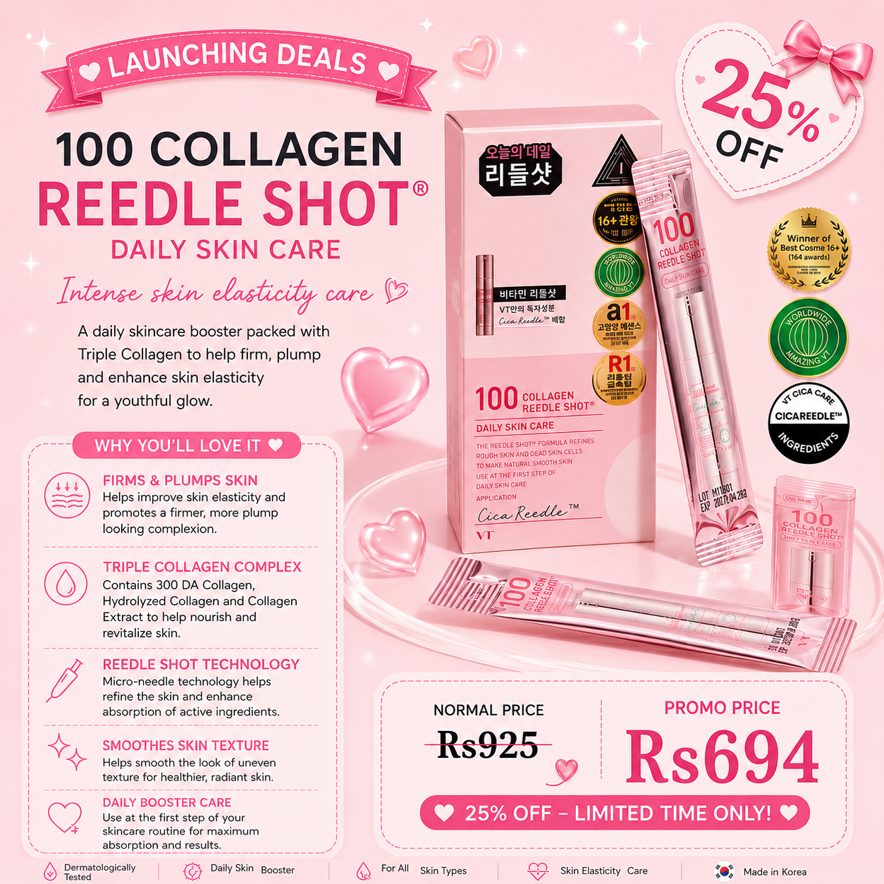 VT Cosmetics 100 Collagen Reedle Shot Travel Pack (2ml x 10)
