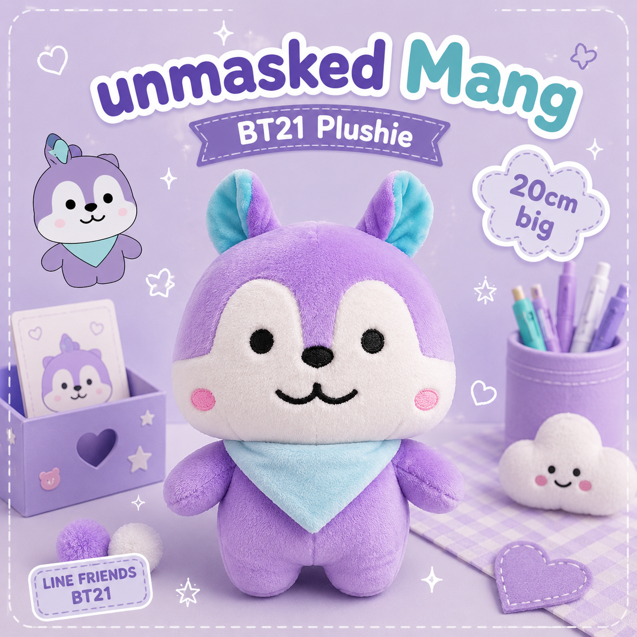 BT21 Unmasked Mang Plush Doll