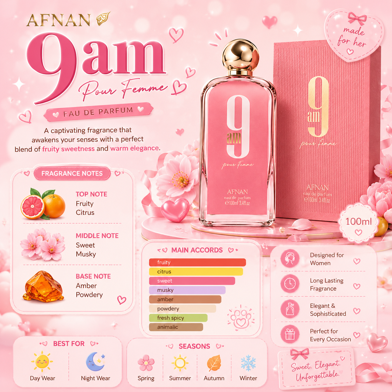 Afnan 9AM Pink – Eau de Parfum 100ml