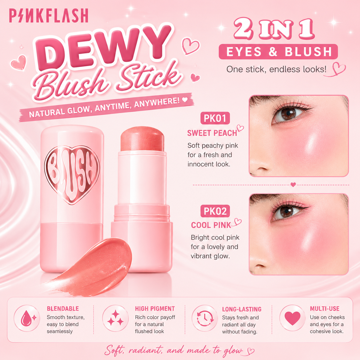 Pinkflash Dewy Blush stick