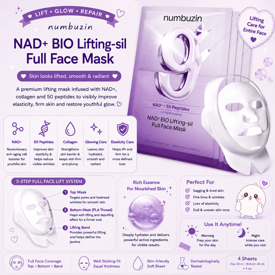 Numbuzin No. 9+ NAD+ Bio Lifting-sil Full Face Mask