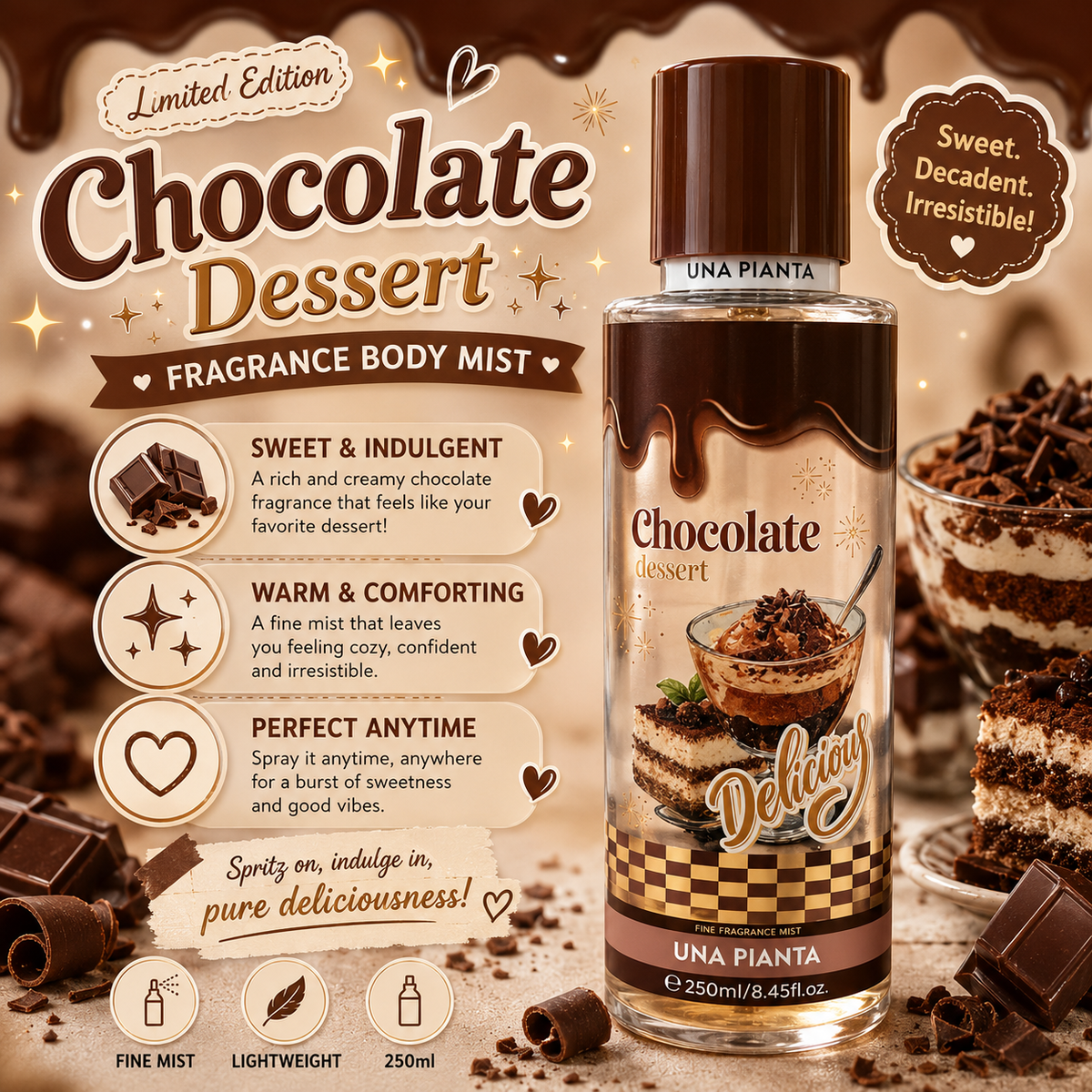 Chocolate Dessert Delicious Body Mist