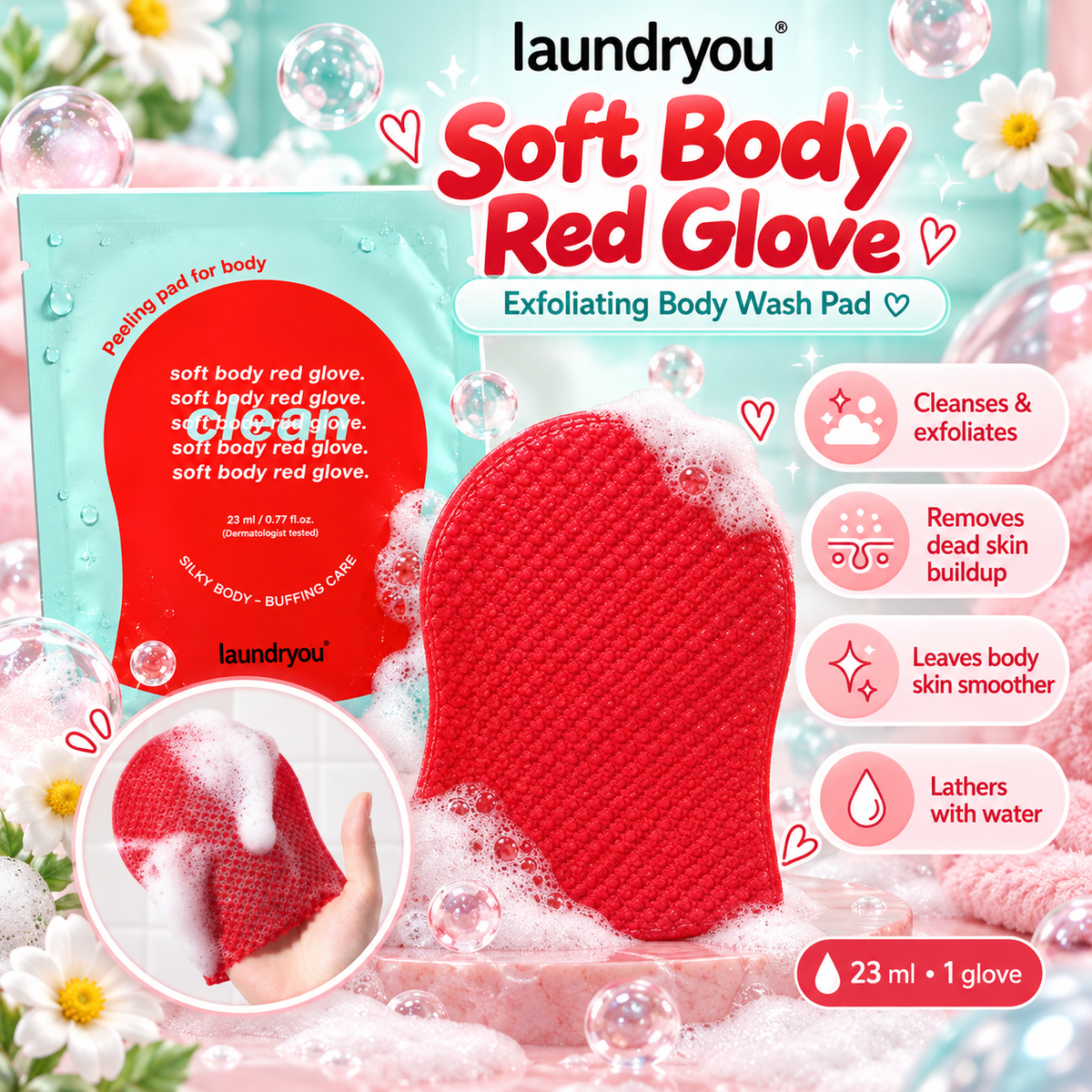 Laundryou Soft Body Red Glove Clean