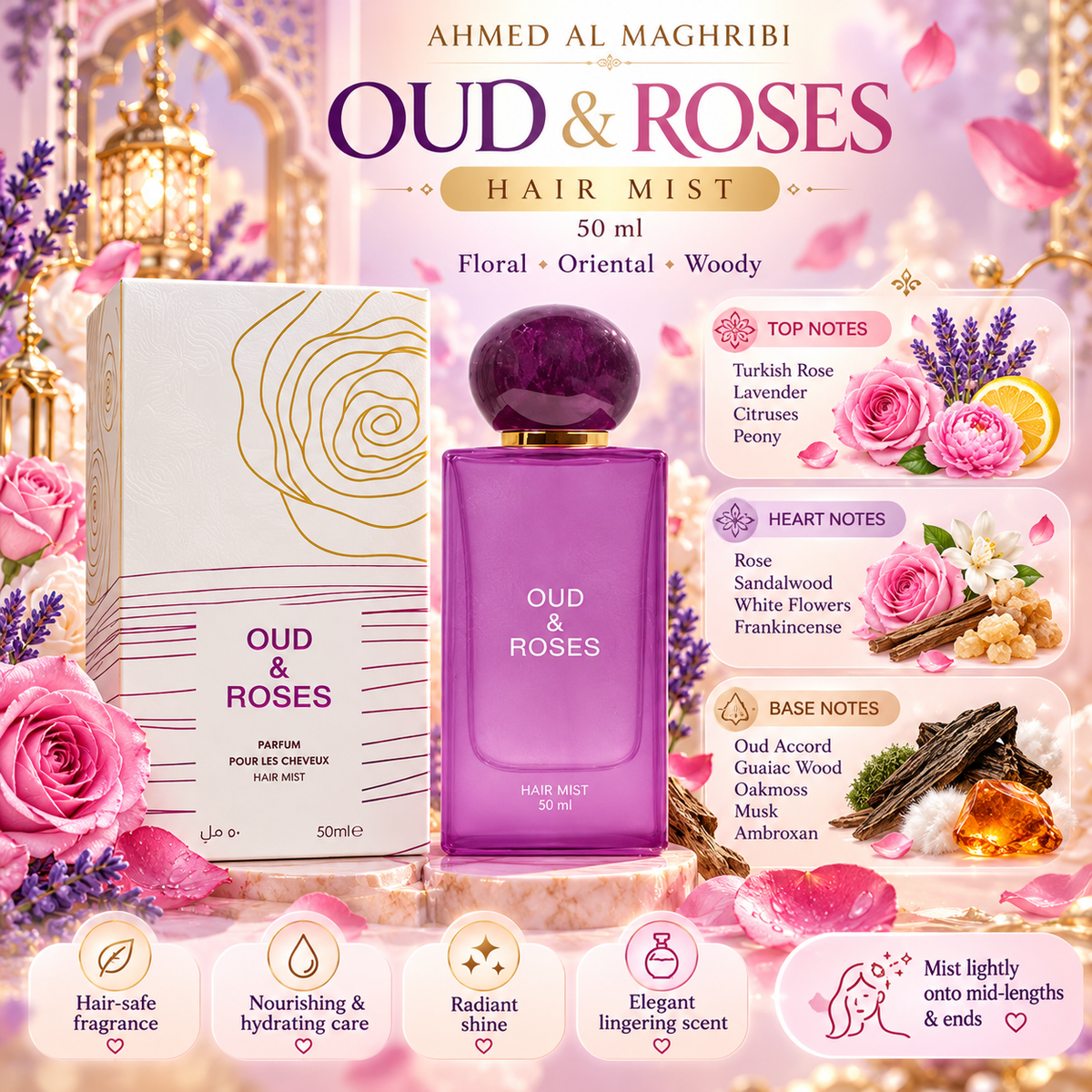 Ahmed Al Maghribi OUD & ROSES Hair Mist