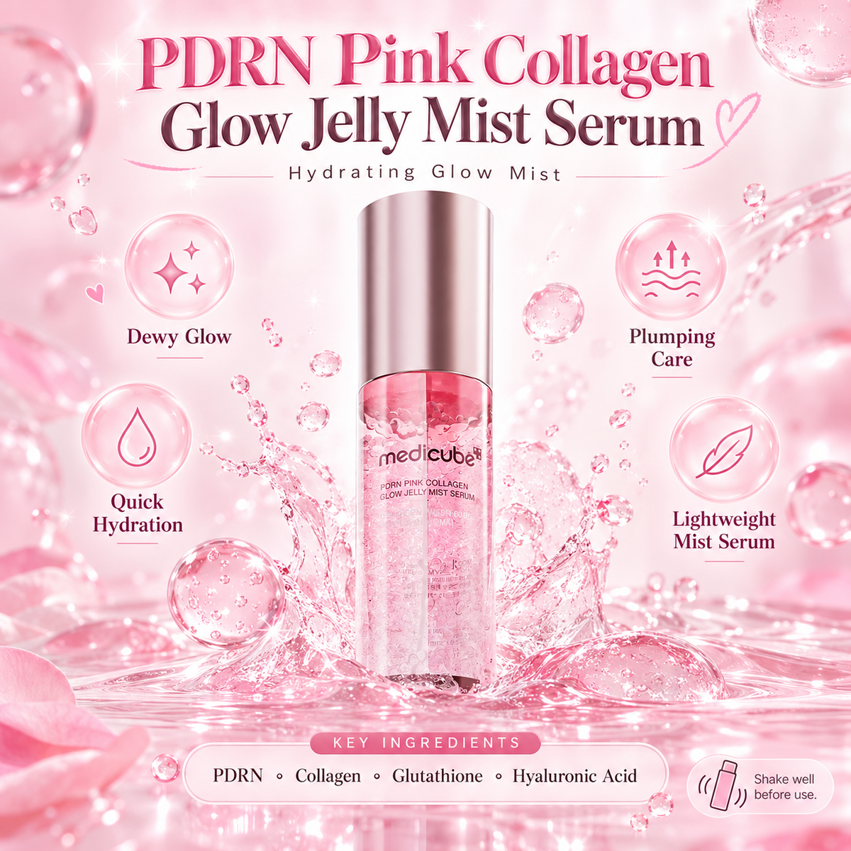 Medicube PDRN Pink Collagen Glow Jelly Mist Serum