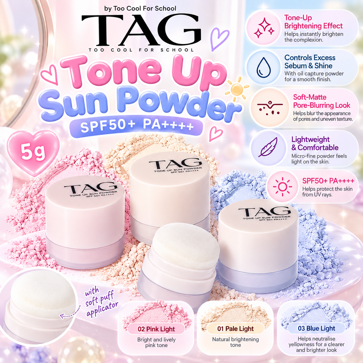 Too Cool For School TAG Tone Up Sun Powder SPF50+ PA++++
