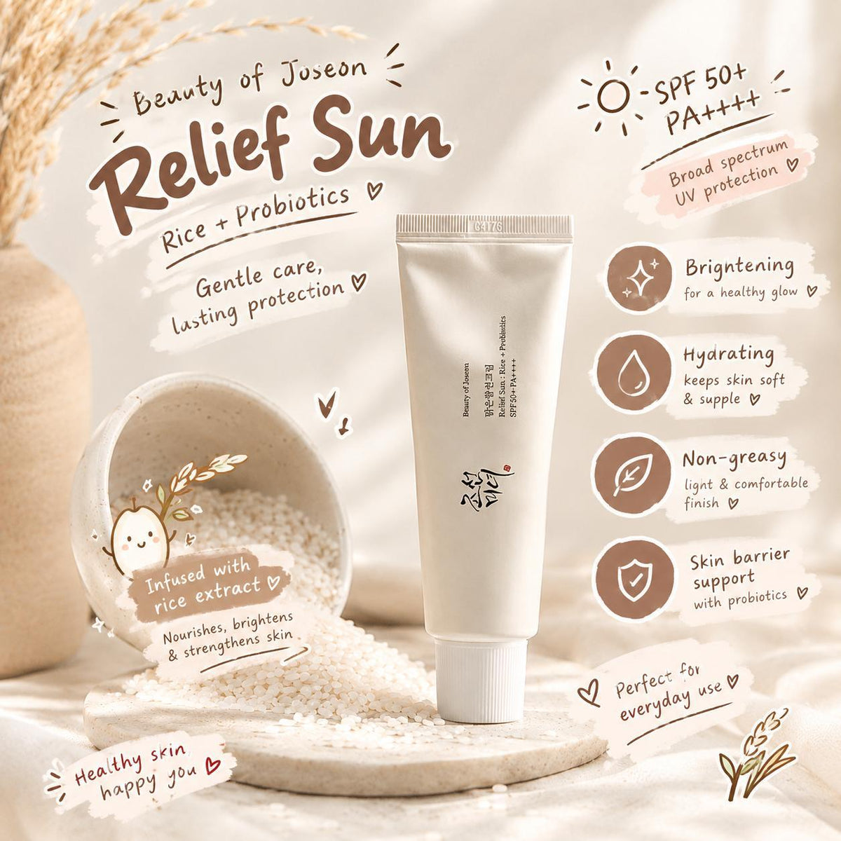 Beauty of Joseon Relief Sun: Rice + Probiotics SPF 50+ PA++++